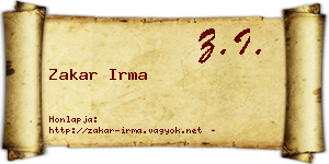 Zakar Irma névjegykártya