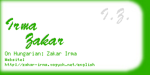 irma zakar business card